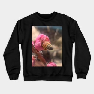 Honey Bee Butt In An Apricot Blossom Crewneck Sweatshirt